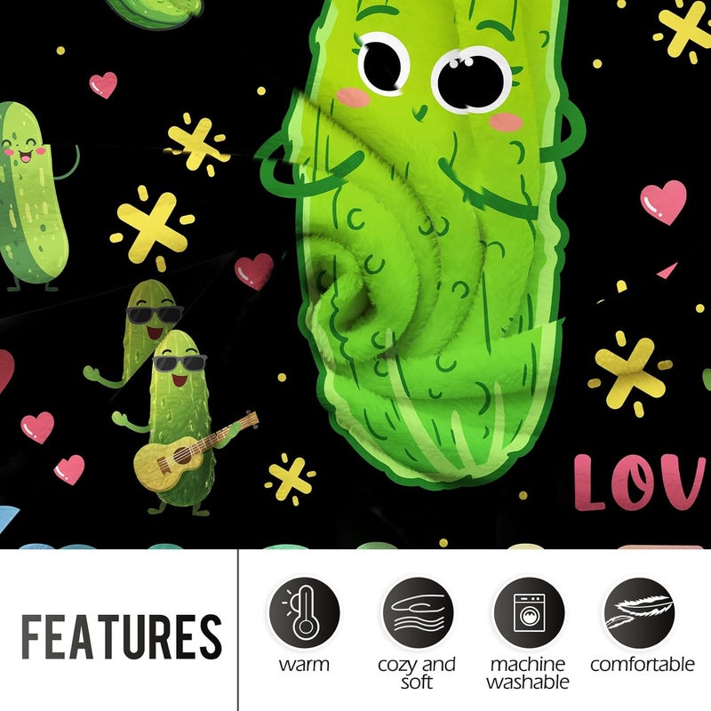 Levens Pickle Blanket Gift for Girls Women, Pickle Themed Gifts Blanket for Couch Bed, Funny All-Season Decorative Throw Blanket, for Birthday Christmas Thanksgiving 60"x50" - Image 3